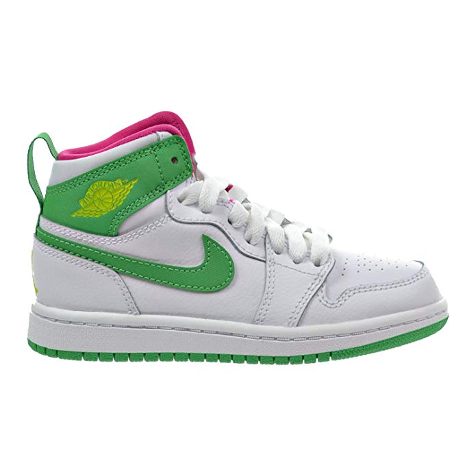 Jordan 1 Retro High GP Little Kid's Shoes White/Gamma Green/Vivid Pink/Cyber 705321-134